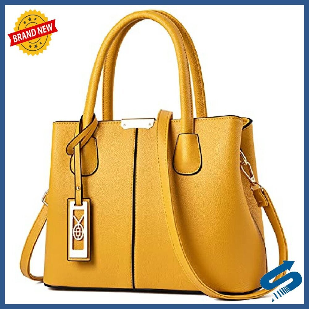 Leather Tote Crossbody Shoulder Bag with Adjustable Strap & Multiple Pockets - Picture 2 of 8